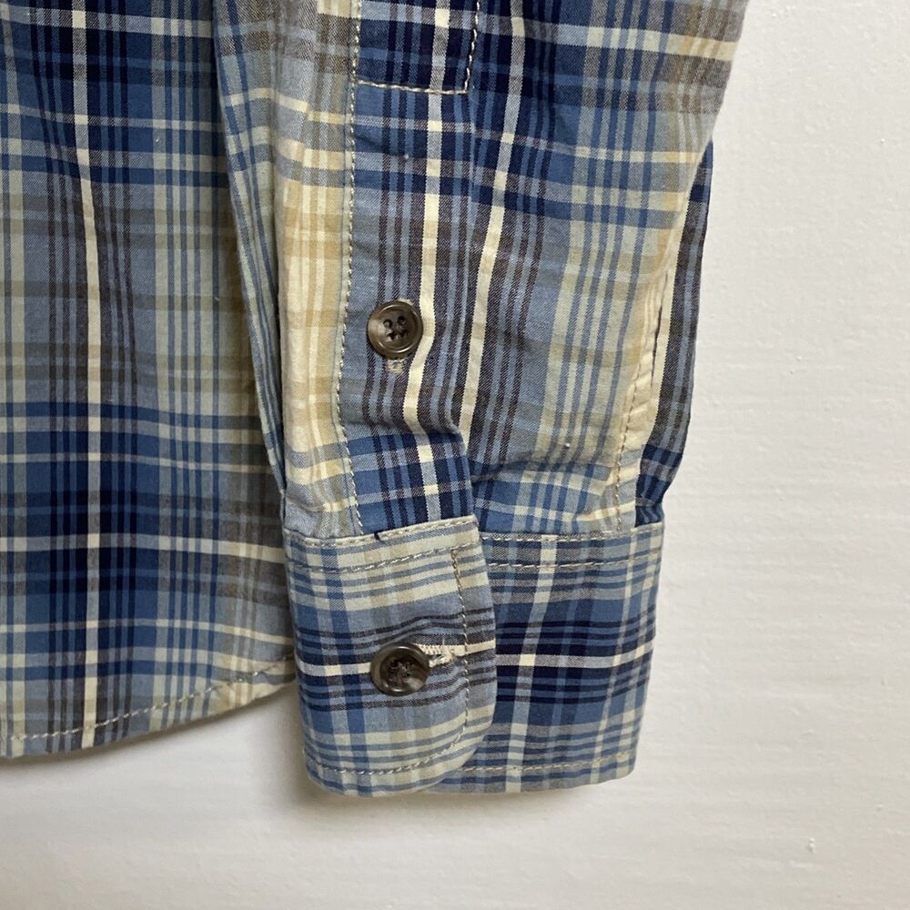 LRL Lauren Jeans Co Ralph Lauren Woman's Button Up Blue Cotton Plaid Shirt Sz M - Picture 9 of 10
